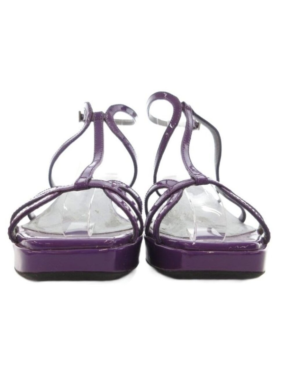 Prada Strap Sandals Mule Square Toe Enamel Patent Leather 34.5 Purple GV GY62 - Picture 7 of 10